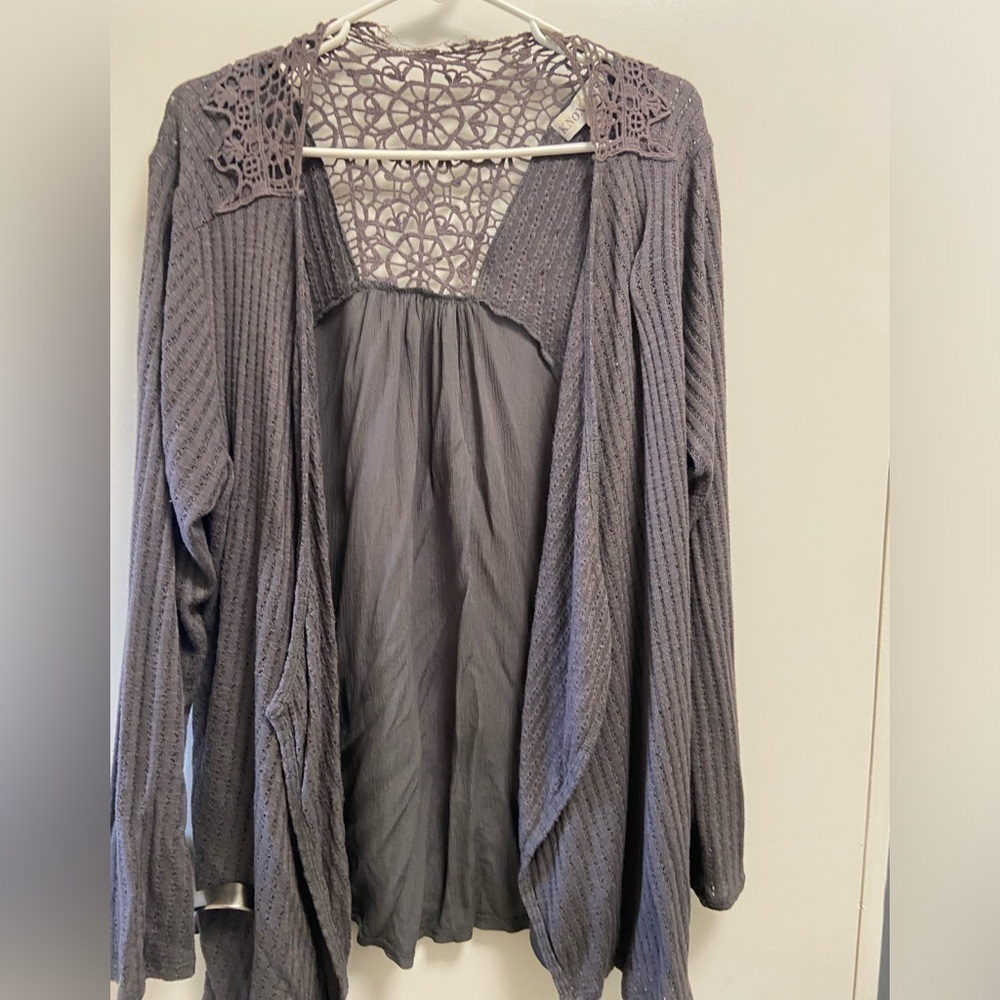Knox rose sweater xl women’s‎ grey crochet